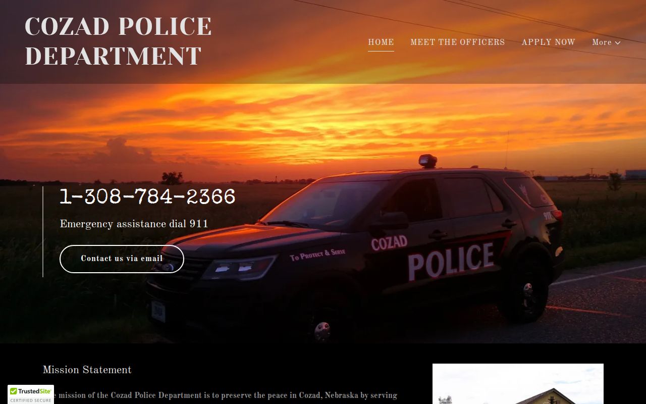 Cozad Police Department official home and contact page